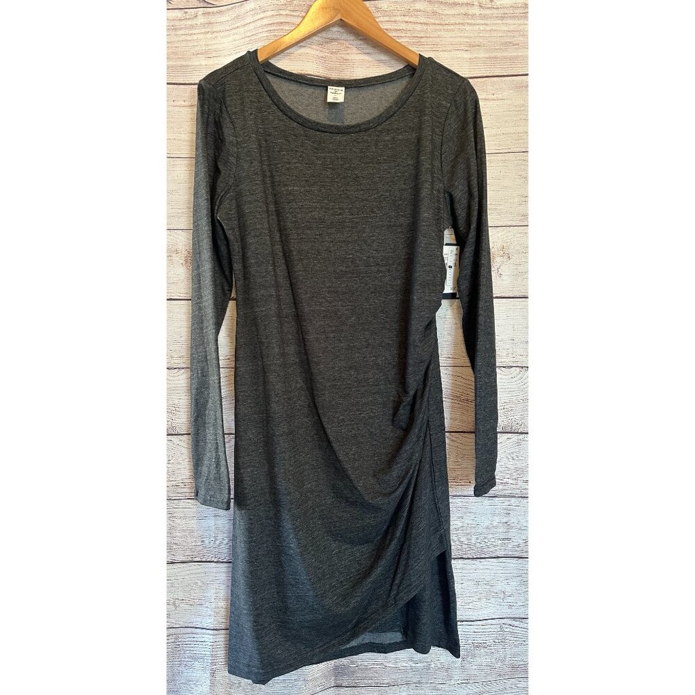 Melrose and Market bodycon long sleeved ruched side dress charcoal gray NEW! XL